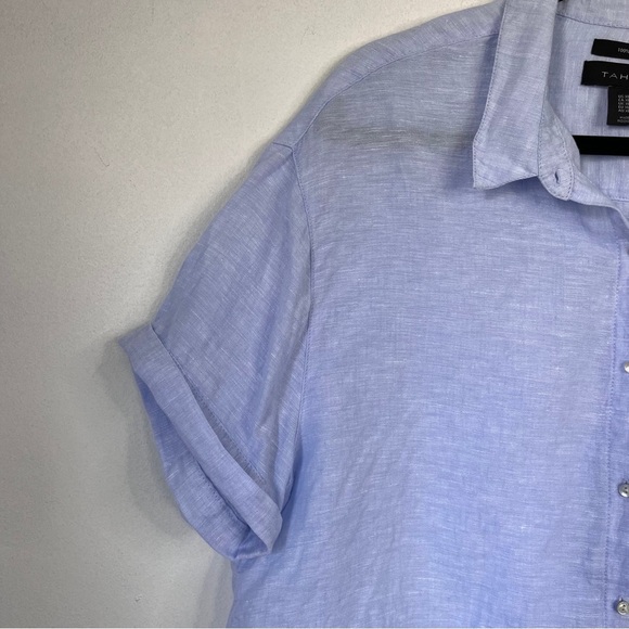 Tahari 100% Linen Boxy Short Sleeve Shirt Women's XL Casual Coastal Summer - Picture 5 of 8